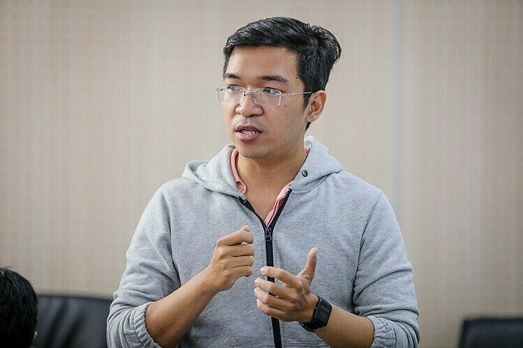 Nguyễn Thắng Duy, đại diện QR Guiding trình bày dự án tại chương trình Startup Việt 2019