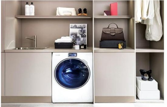 Máy giặt thông minh WW9000 thiết kế sang trọng, hài hòa với nội thất nhà ở hiện đại.