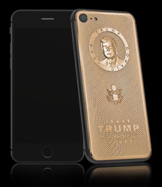 iPhone 7 vàng khắc chân dung Donald Trump giá 3.000USD