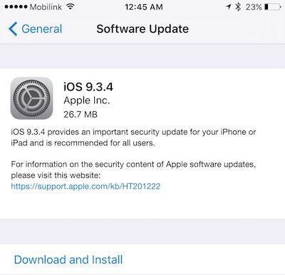 Apple phát hành iOS 9.3.4 tăng cường bảo mật