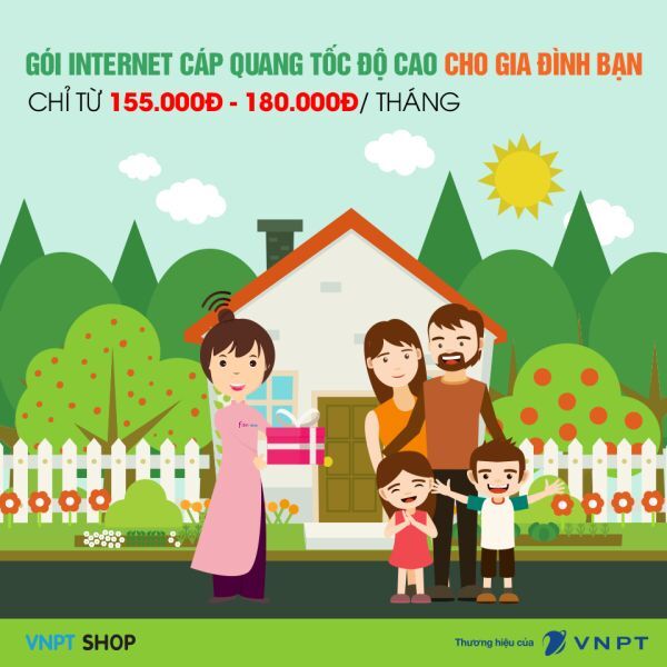 Hiện nay chỉ với từ 155.000 - 180.000 đ/tháng, khách hàng có thể trải nghiệm dịch vụ internet cáp quang tốc độ lên tới 12 - 14 Mbps của VNPT.