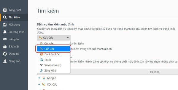 Firefox tích hợp công cụ tìm kiếm Cốc Cốc tại Việt Nam