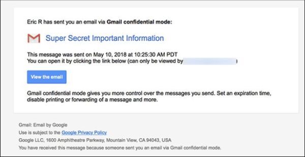 Nút Forward không xuất hiện trên email Confidential Mode