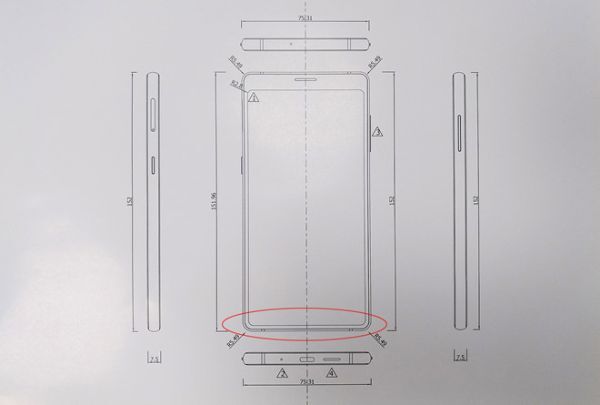 Bản vẽ thiết kế Bphone 3 cho thấy máy có kích thước tổng thể tương đương Bphone 2017