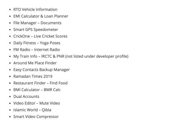 Danh sách ứng dụng chứa mã clikwave
