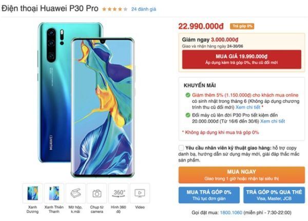 Huawei P30 Pro bất ngờ giảm 3 triệu đồng tại Việt Nam