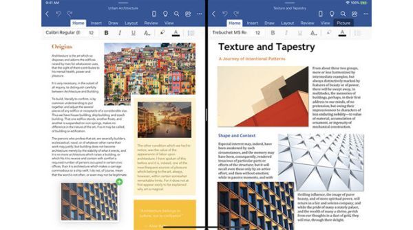 Chế độ hiển thị đa cửa sổ của Microsoft Office trên iPadOS 