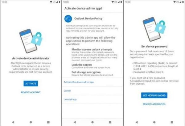 Outlook trên Android cảnh báo khi mật khẩu kém an toàn