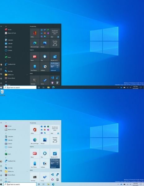 Với giao diện mới của Windows 10, Start Menu được thiết kế liền mạch hơn, bỏ đi các bảng màu phía sau logo ứng dụng và áp dụng nền đồng nhất, trong suốt một phần. Thiết kế Start Menu này sẽ rất ấn tượng với cả nền sáng hoặc tối.