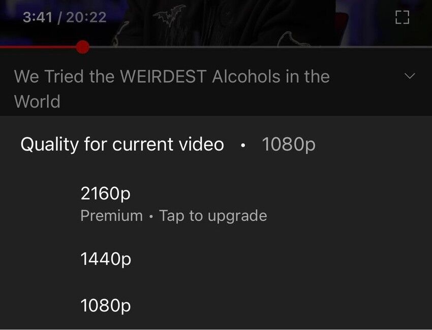 YouTube buộc người dùng nâng cấp để xem video ở độ phân giải 4K? Ảnh: Reddit