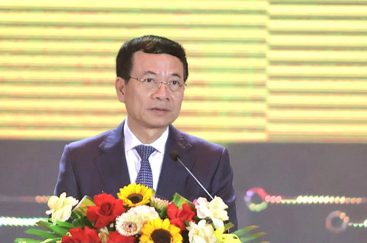 Bộ trưởng Nguyễn Mạnh Hùng phát biểu tại sự kiện. 