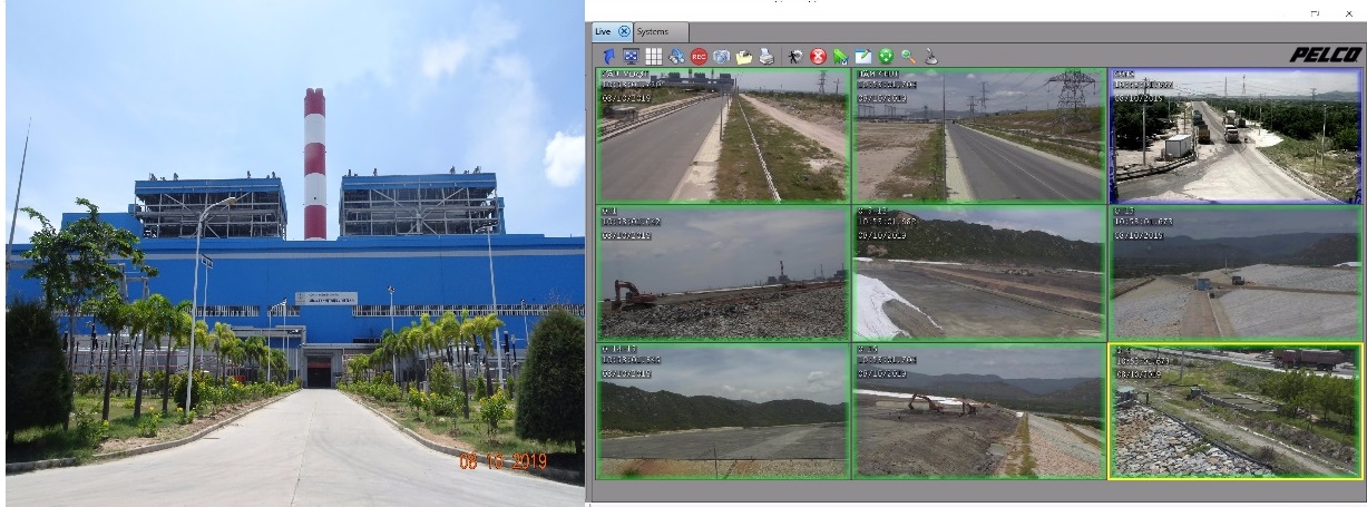Hình các màn hình camera giám sát khu vực Bãi xỉ Vĩnh Tân 2