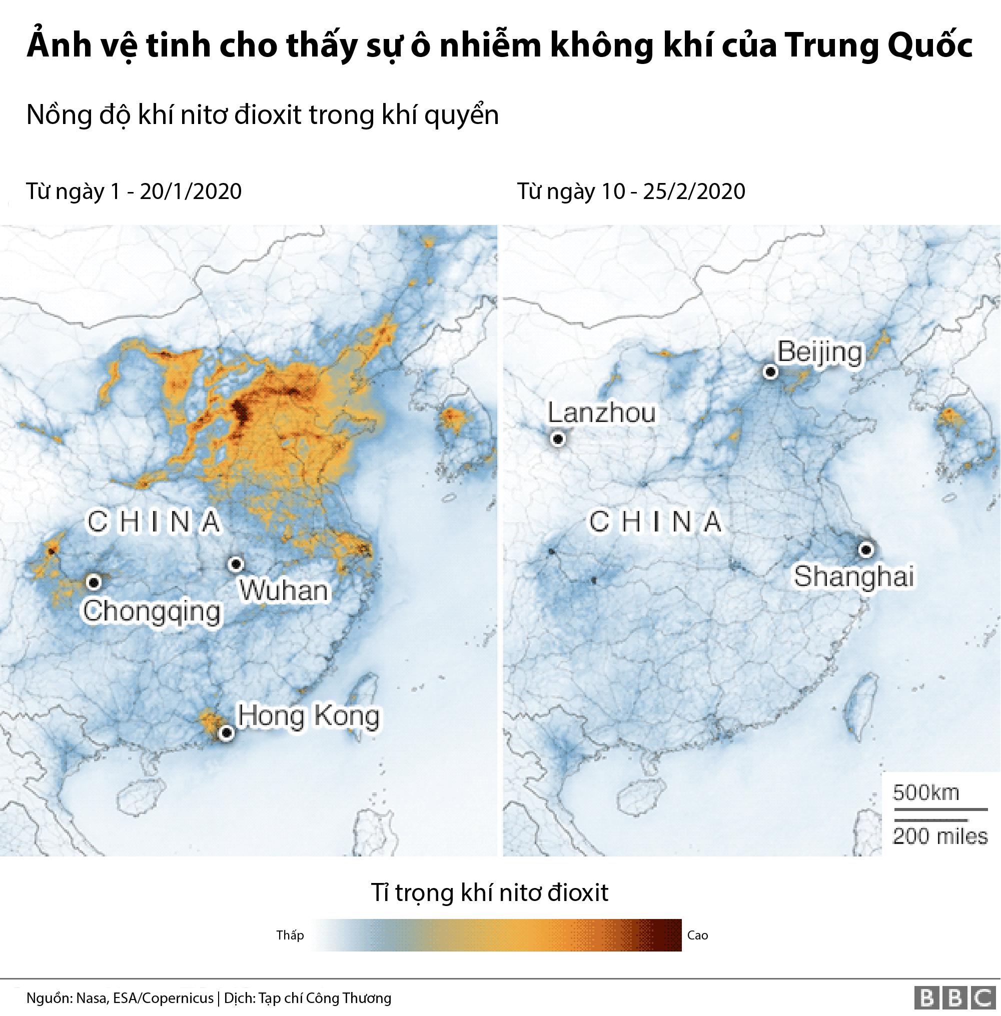 Mức độ ô nhiễm không khí của Trung Quốc giảm vì dịch Covid-19   