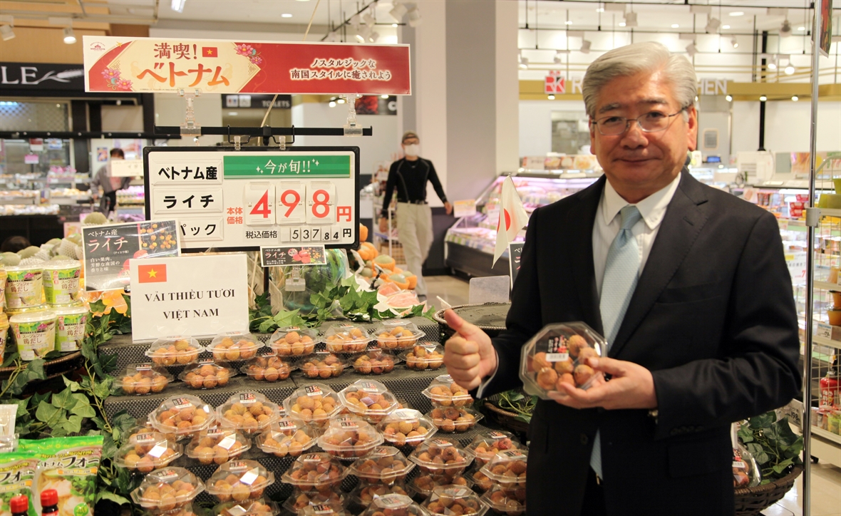 Trái vải thiều tươi Việt Nam được đánh giá cao về chất lượng trong hệ thống các siêu thị AEON tại Nhật Bản