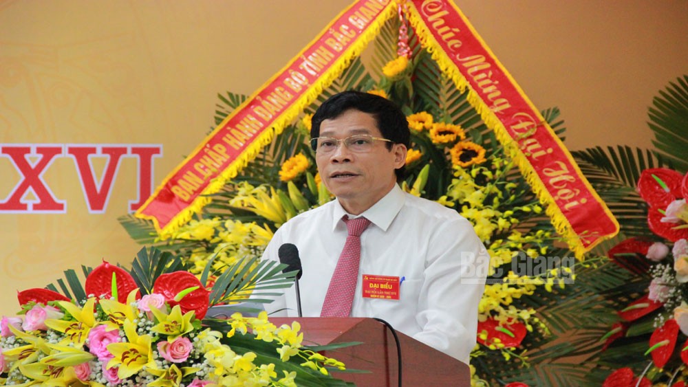 Bí thư Đảng ủy, Tổng Giám đốc Công ty Nguyễn Đức Ninh trình bày báo cáo kiểm điểm Ban Chấp hành Đảng bộ khóa XV.