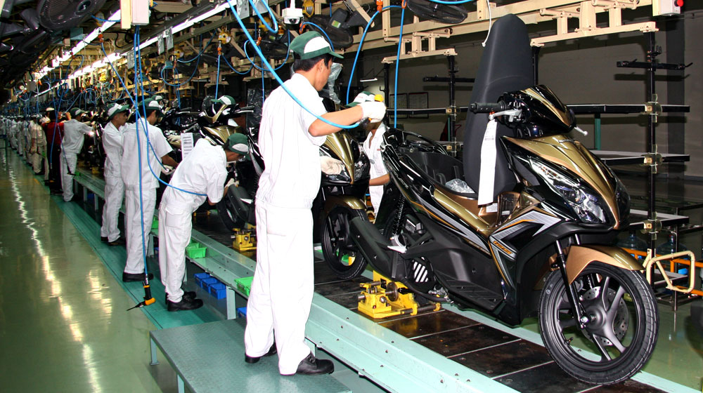 Dây chuyền sản xuất xe Honda tại Vĩnh Phúc, một thương hiệu đáp ứng được tiêu chí xuất xứ để hưởng ưu đãi khi xuất khẩu sang Nhật Bản, châu Âu và một số nước ASEAN
