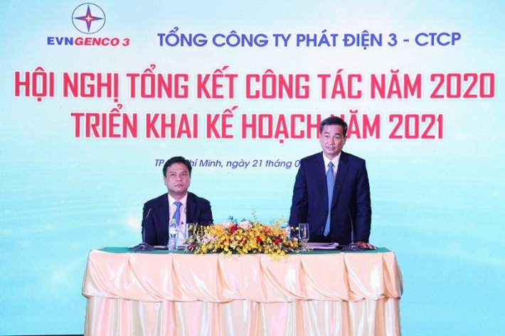 Ông Đinh Quốc Lâm - Chủ tịch HĐQT và ông Lê Văn Danh - Tổng Giám đốc EVNGENCO 3 chủ trì Hội nghị