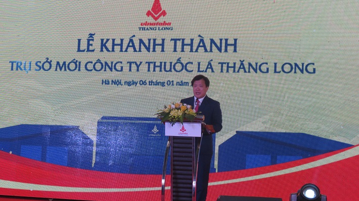 Ông Nguyễn Quang Huy - Chủ tịch HĐTV Công ty Thuốc lá Thăng Long phát biểu tại lễ Khánh thành trụ sở mới của Công ty 