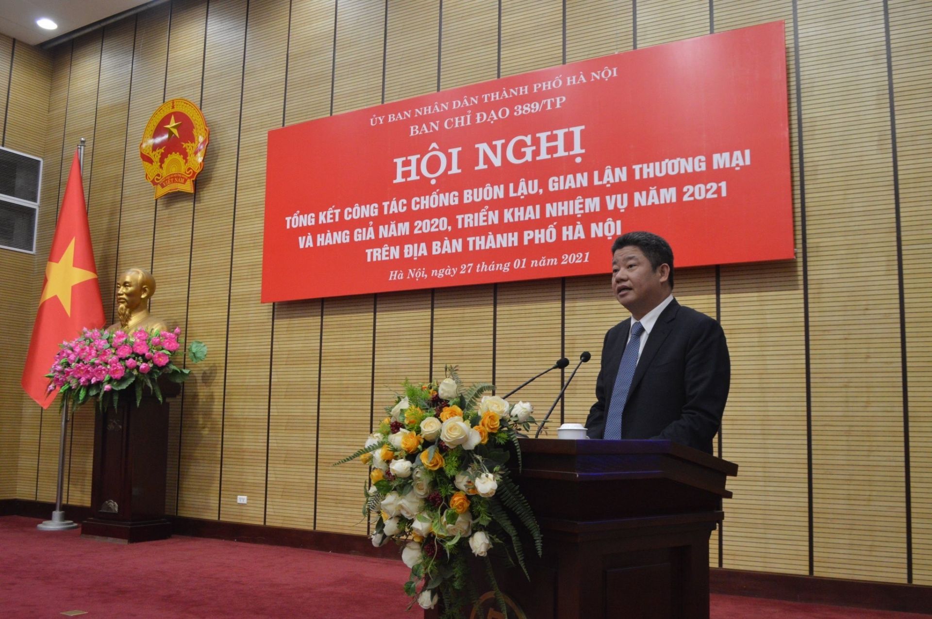 Đồng chí Nguyễn Mạnh Quyền, Thành ủy viên, Phó Chủ tịch UBND thành phố, Trưởng Ban Chỉ đạo 389 thành phố Hà Nội.