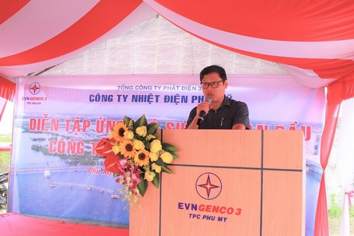 Ông Trần Hữu Thanh – PGĐ Công ty Nhiệt điện Phú Mỹ phát biểu khai mạc buổi diễn tập