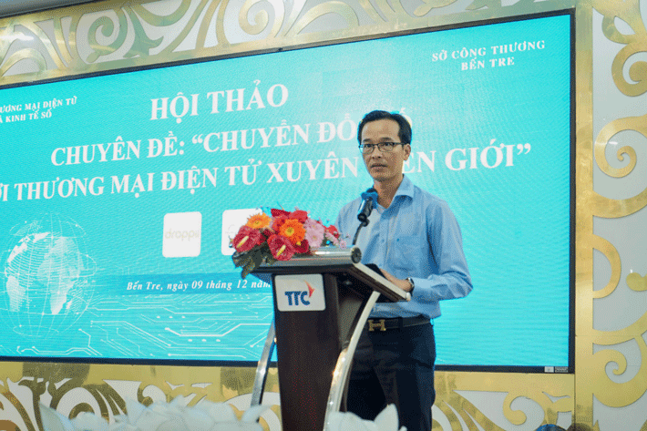 Phó giám đốc Sở Công Thương Bến Tre - Nguyễn Văn Niệm phát biểu tại hội thảo