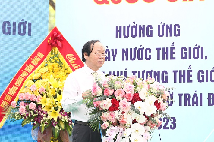 Thứ trưởng Bộ Tài nguyên và Môi trường Võ Tuấn Nhân phát biểu tại Lễ kỷ niệm Quốc gia Ngày nước thế giới năm 2023