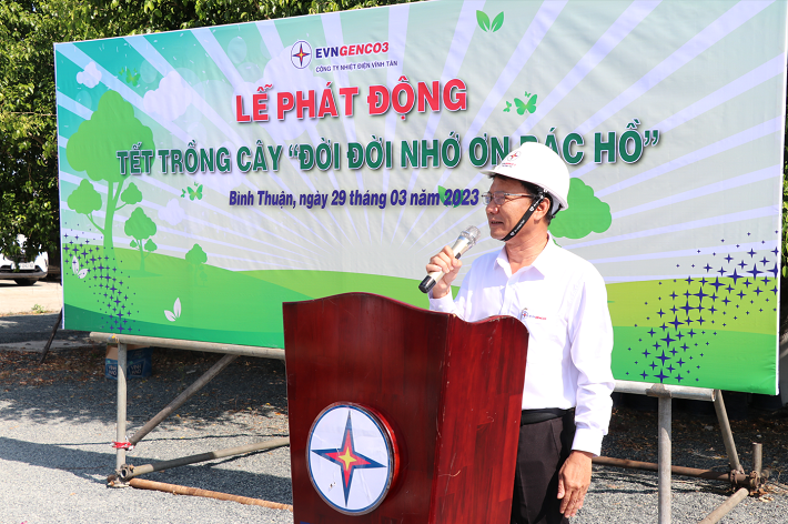 Ông Thiên Thanh Sơn - Bí thư Đảng ủy, Giám đốc Công ty Nhiệt điện Vĩnh Tân kêu gọi CBNCV tích cực tham gia phong trào