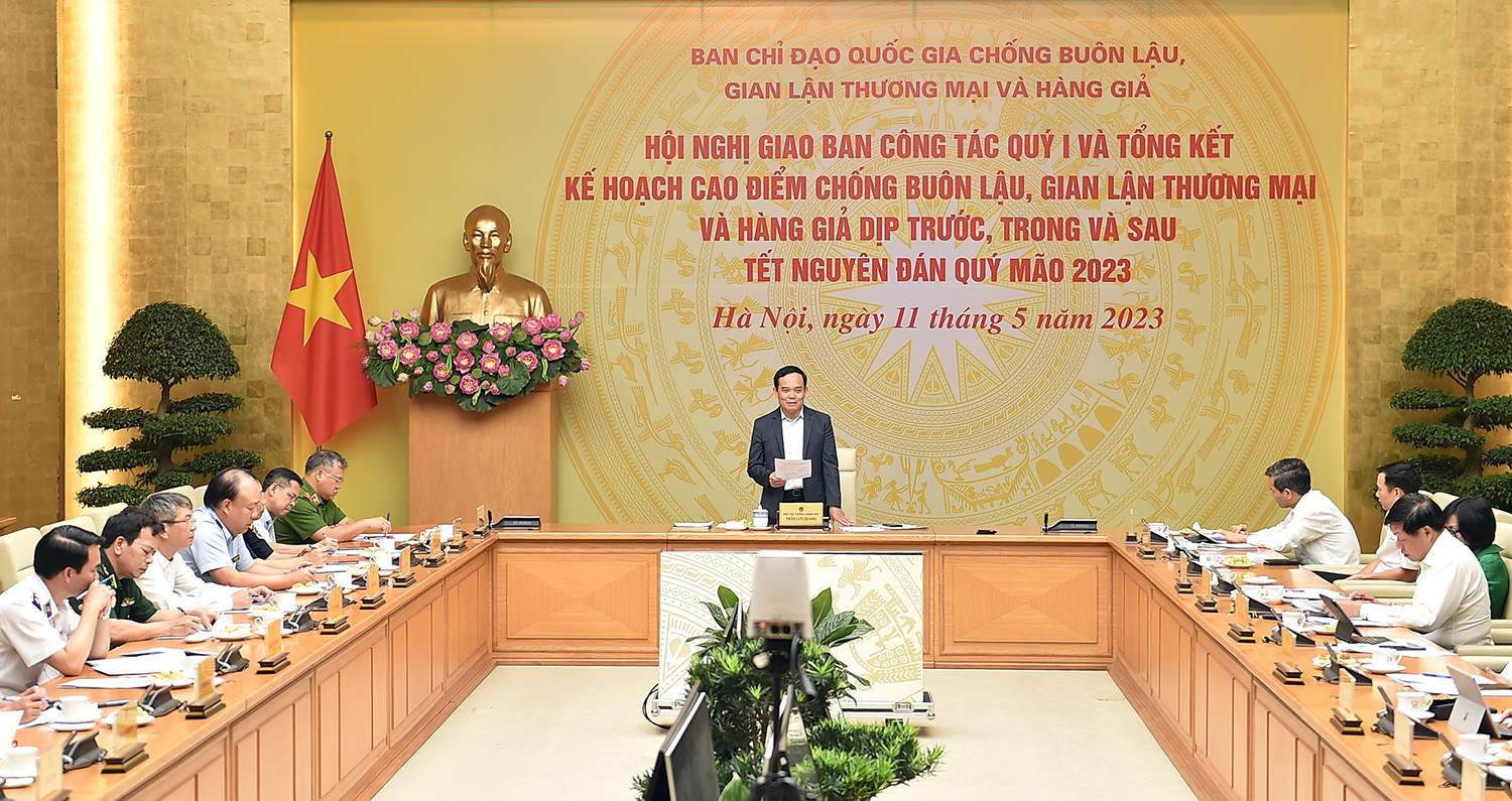 Phó Thủ tướng Trần Lưu Quang chủ trì Hội nghị trực tuyến giao ban công tác quý I/2023; tổng kết Kế hoạch cao điểm chống buôn lậu, gian lận thương mại và hàng giả dịp trước, trong và sau Tết Nguyên đán Quý Mão 2023 của Ban Chỉ đạo 389 quốc gia ngày 11/5/2023