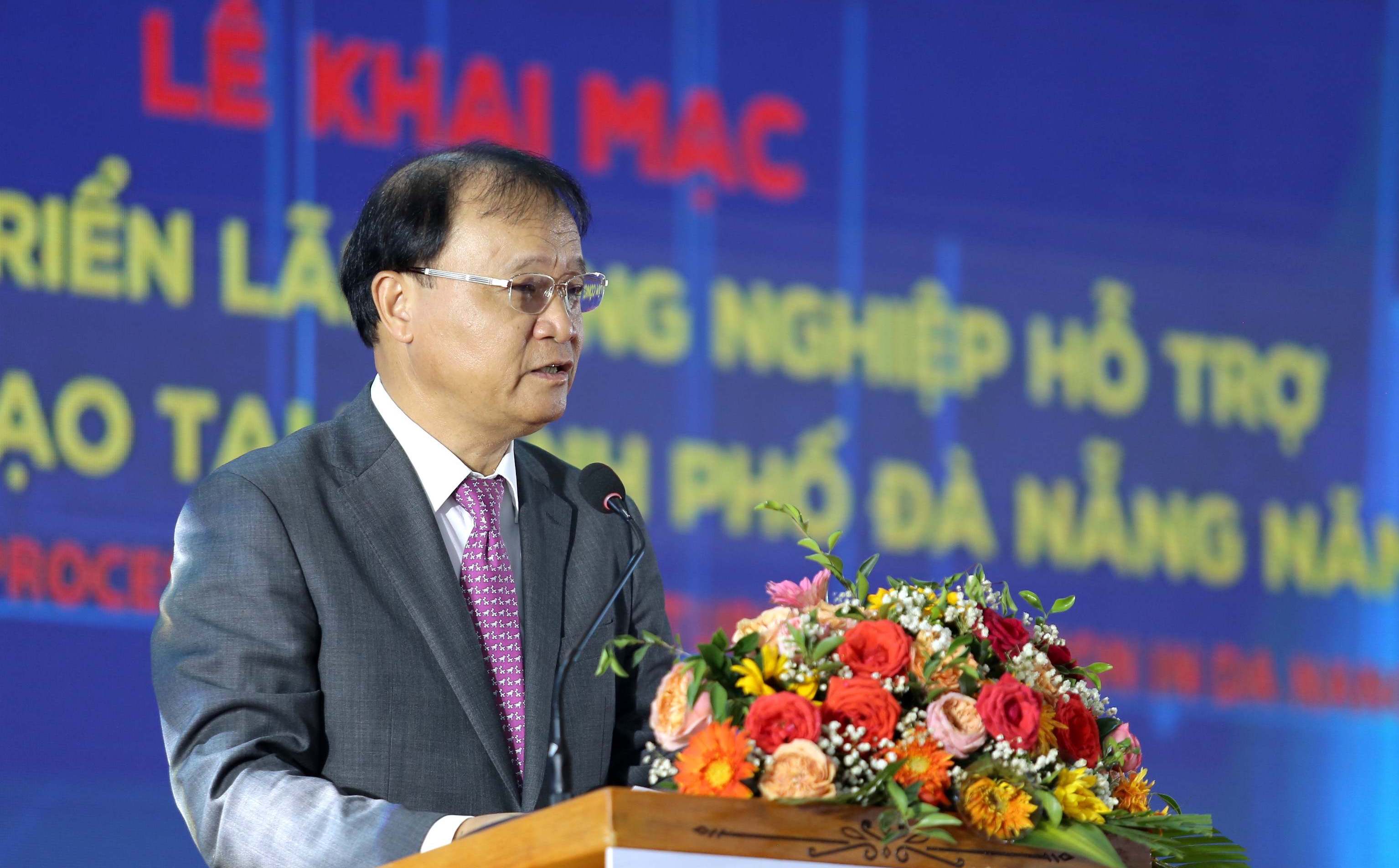 Thứ trưởng Bộ Công Thương Đỗ Thắng Hải phát biểu lại Lễ khai mạc Hội chợ triển lãm công nghiệp hỗ trợ và chế biến chế tạo năm 2023 tại TP. Đà Nẵng