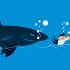 Businessman chased by shark