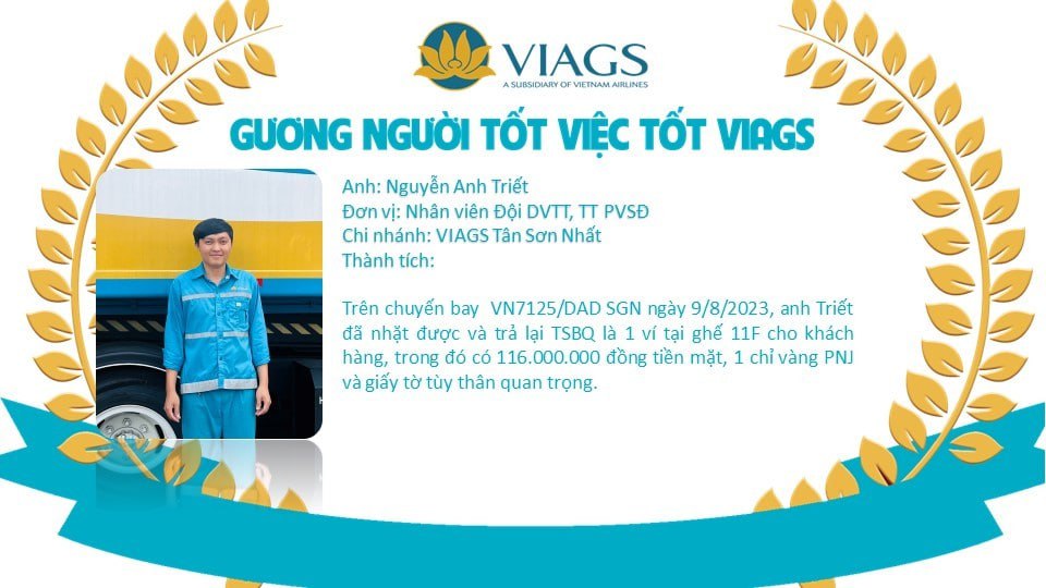 NHÂN VIÊN TT PVSĐ VIAGS TSN NHẶT ĐƯỢC VÀ TRẢ LẠI TÀI SẢN TRỊ GIÁ GẦN 120 TRIỆU ĐỒNG CHO HÀNH KHÁCH