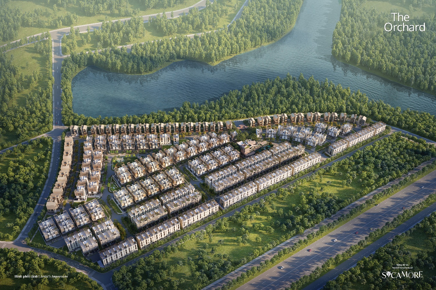 An aerial view of a housing complex  Description automatically generated