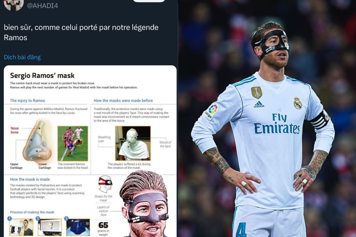 Người hâm mộ gợi ý dùng lại loại mặt nạ mà Sergio Ramos từng dùng. Ảnh: Chụp màn hình