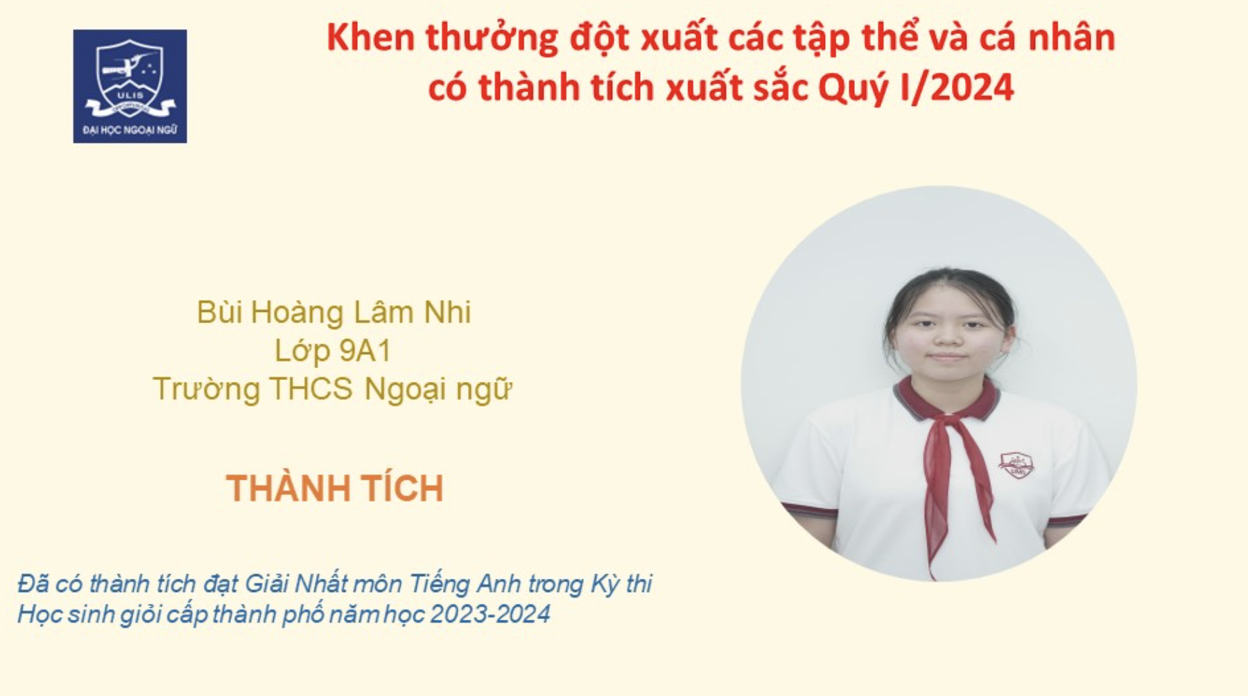 Thủ khoa lớp 10 Chuyên Ngoại ngữ năm 2024, hiệu trưởng nhận xét: 