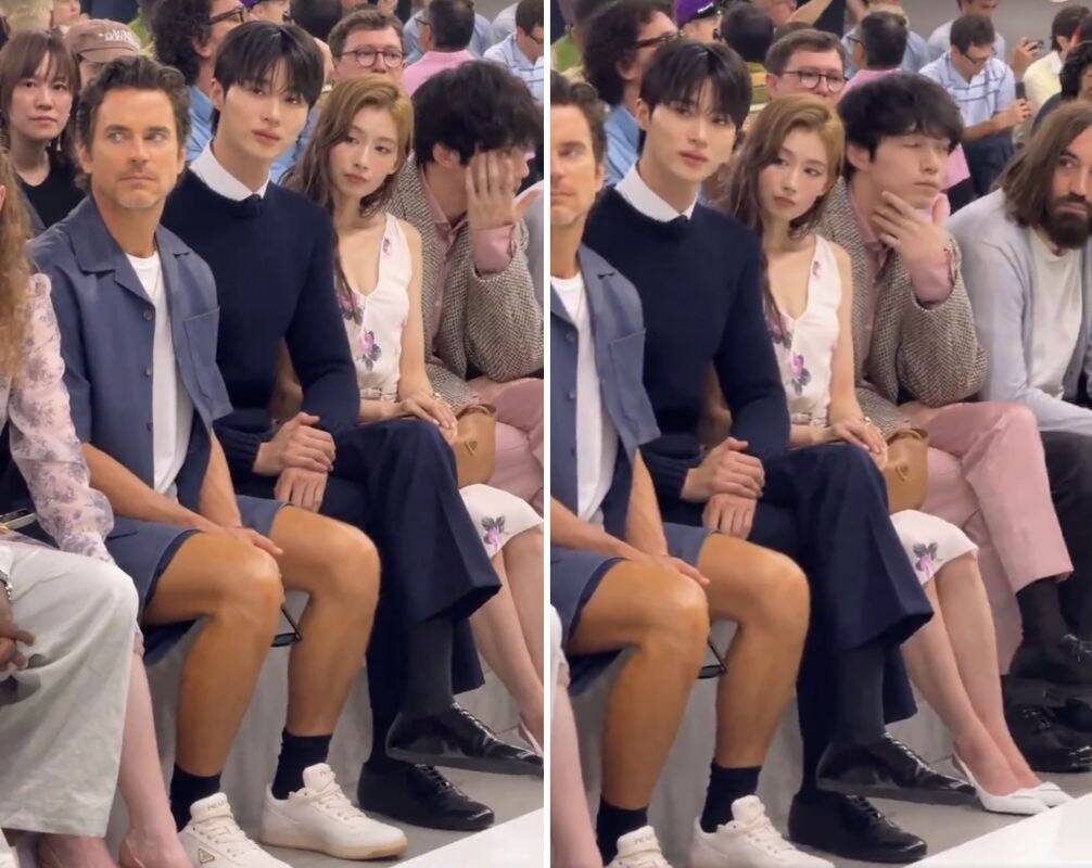 Byeon Woo Seok y Sana se sentaron uno al lado del otro en el desfile de Prada. Foto: Twitter