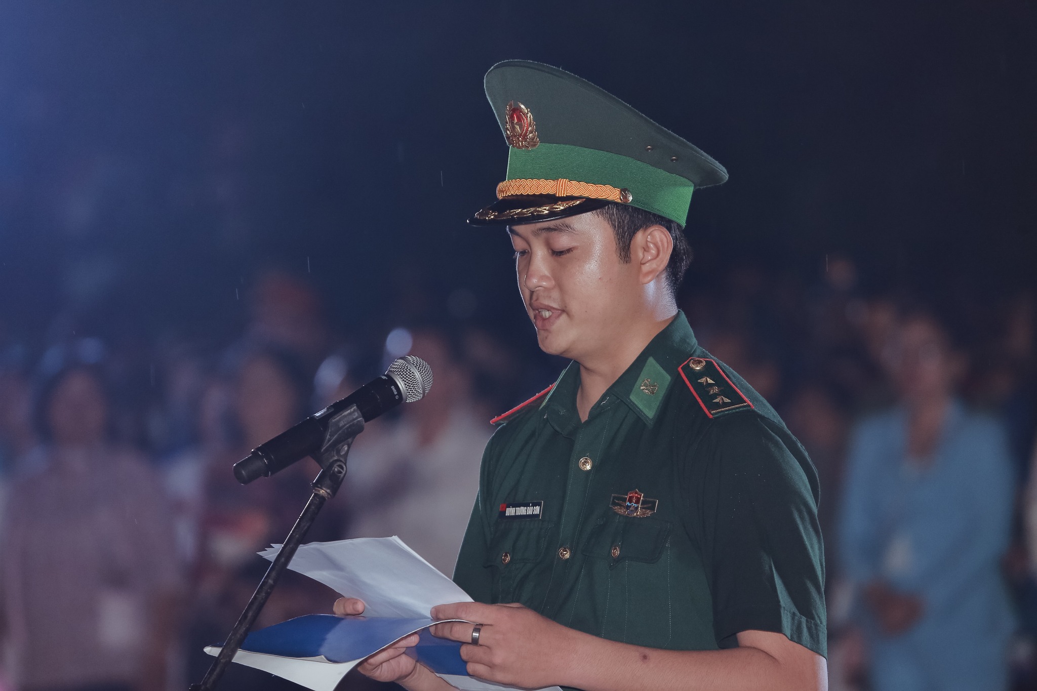 Thượng úy Huỳnh Trương Bảo Sơn, Công dân trẻ tiêu biểu TP. Hồ Chí Minh năm 2022 phát biểu tri ân các anh hùng Liệt sỹ