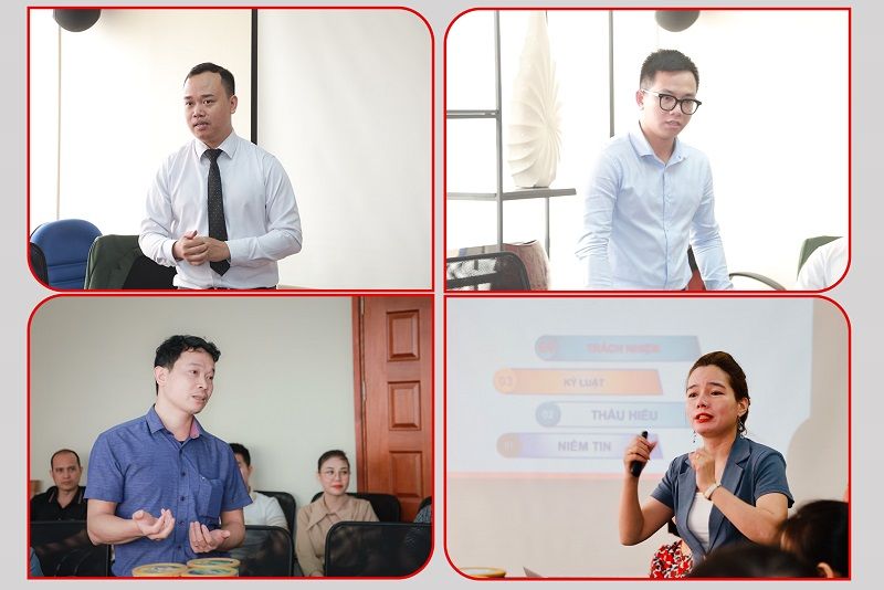 Các hội viên CLB Doanh nhân cùng đại diện các doanh nghiệp chia sẻ tại chương trình.