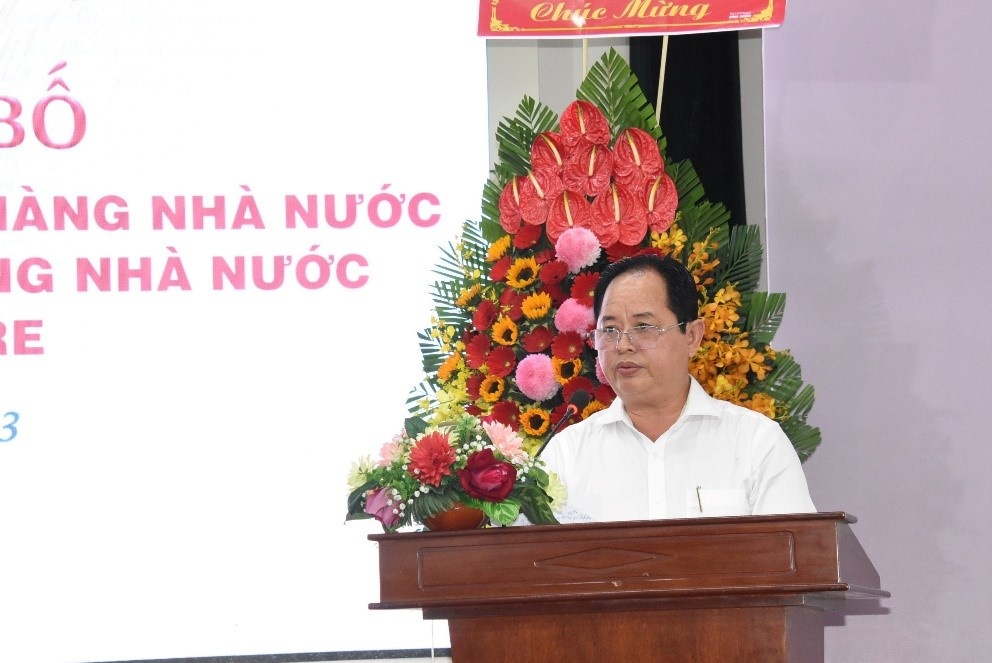 Ông Lê Công Thành - Bí thư Đảng ủy, Giám đốc NHNN tỉnh phát biểu nhận nhiệm vụ