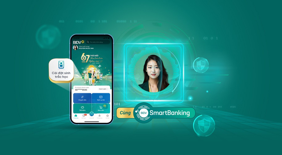 Ngân hàng BIDV ra mắt tính năng cài đặt và xác thực giao dịch trực tuyến của khách hàng bằng sinh trắc học trên ứng dụng ngân hàng số - BIDV SmartBanking