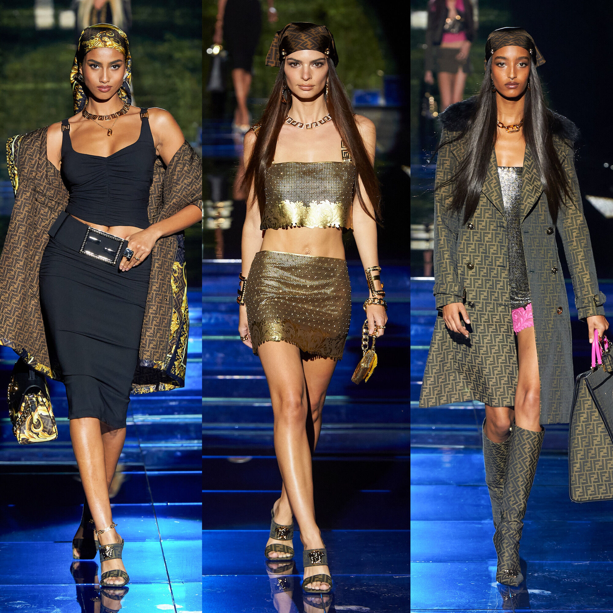 phụ kiện khăn lụa Fendi by Versace at Milan fashion week 2022