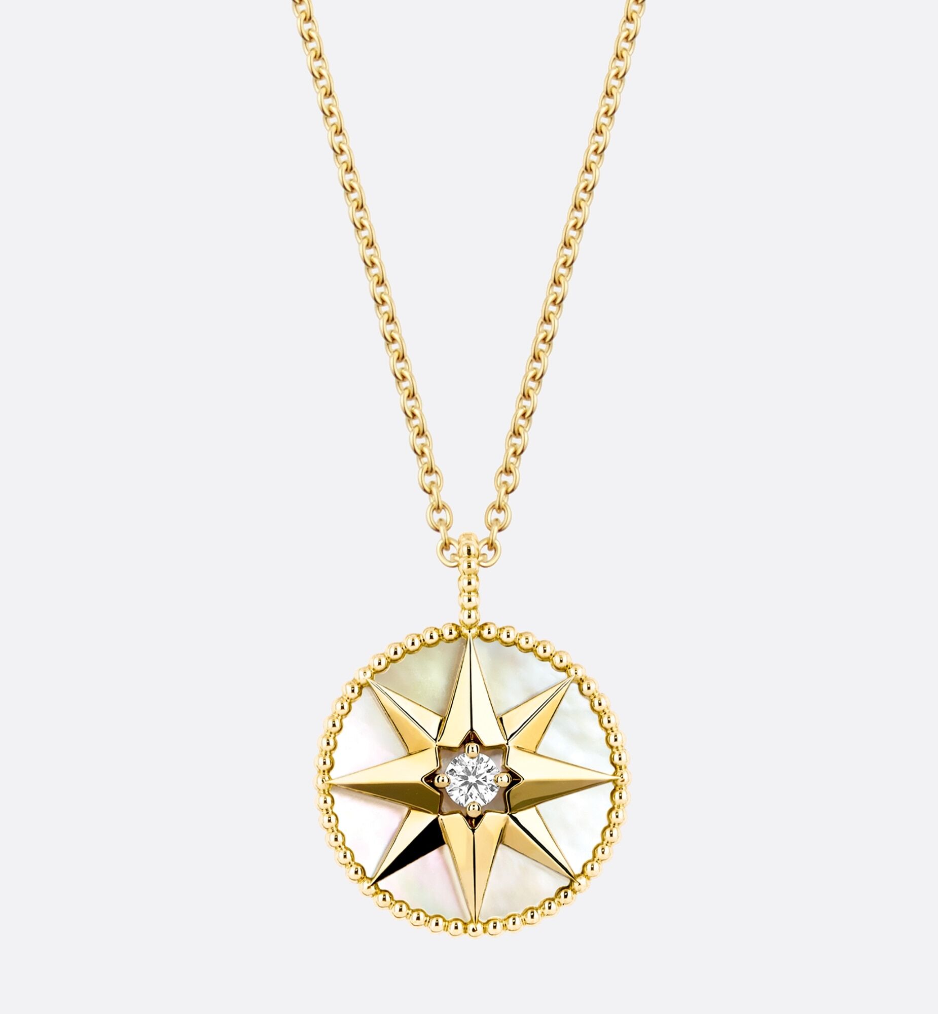 Rose des Vents Medallion Necklace Yellow Gold, Diamond and Mother-of-pearl | DIOR