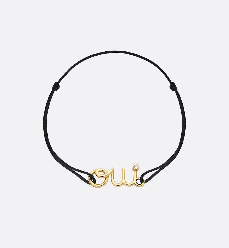 Oui Bracelet Yellow Gold, Diamond and Black Cord | DIOR