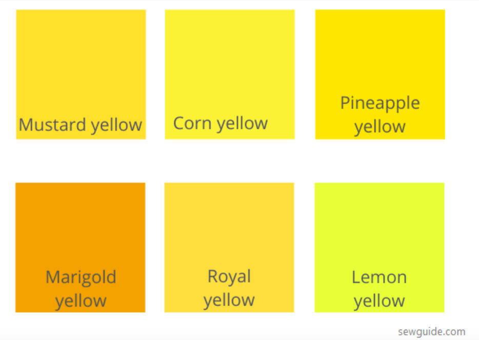 6 sắc thái của màu vàng