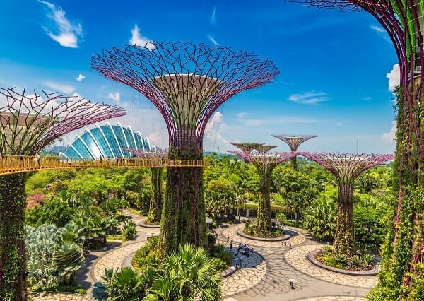 Du khách thỏa thích ngắm các tác phẩm của Dale Chihuly tại quang cảnh xanh Gardens by the Bay, Singapore.
