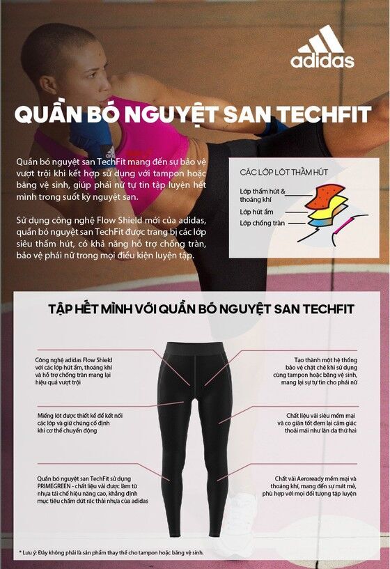 adidas ra mắt quần bó nguyệt san TechFit