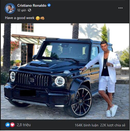 Cristiano Ronaldo khoe ảnh cùng siêu xe khiến cộng đồng mạng phát sốt