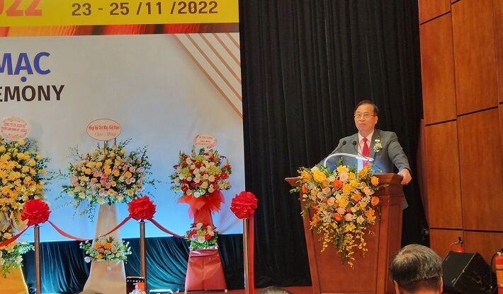 ông Vũ Đức Giang Chủ tịch Hiệp hội Dệt May Việt Nam phát biểu tại sự kiện