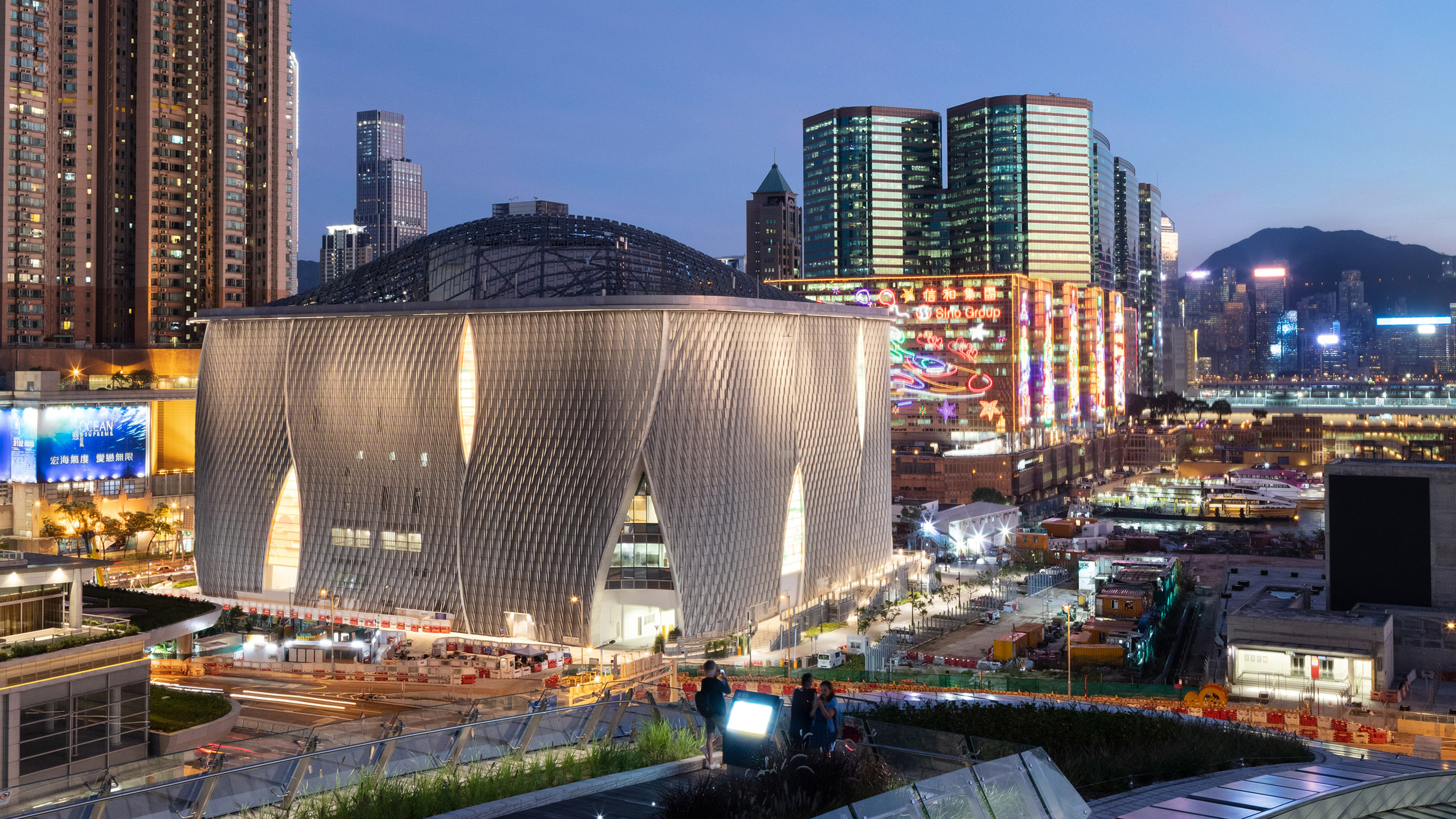 Curled aluminium ribs envelop Xiqu Centre opera house in Hong Kong